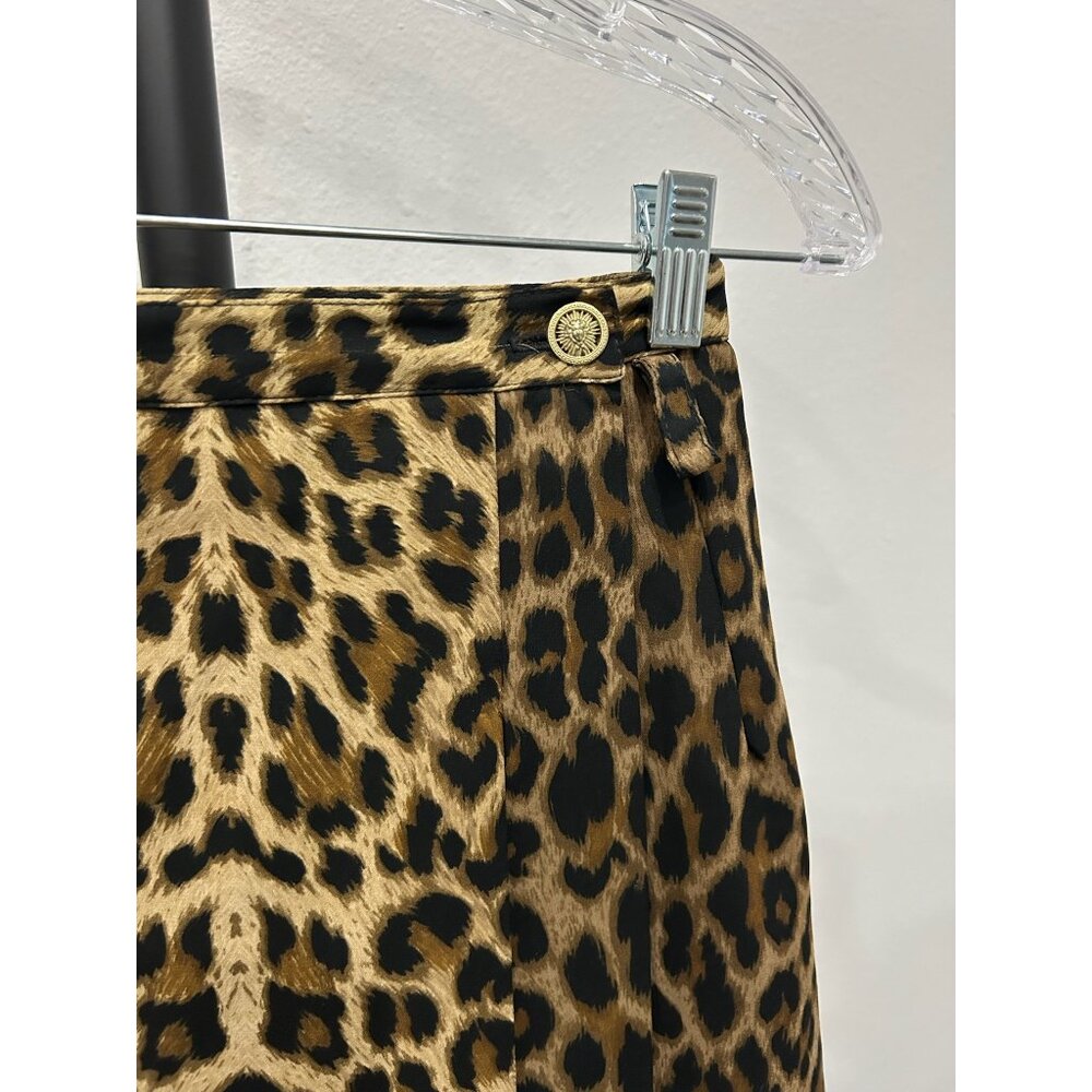 Leopard Print Mini Wrap Skirt With Button Detail … - image 4